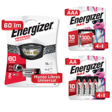 LINTERNA ENERGIZER MANOS LIBRE HD33A4 + 4 AA Y 4 AAA